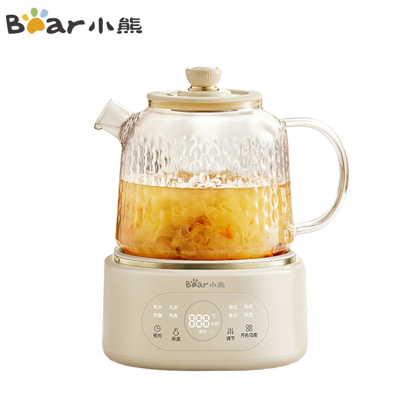 小熊（Bear） YSH-P10Q7全玻璃壶体养生壶恒温壶办公室多功能煮茶壶花茶壶0金属养生杯24h预约保温1L