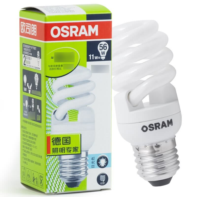 欧司朗（OSRAM） 全螺旋节能灯 E27 11w/865 6500K 白光