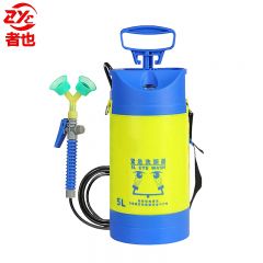 者也 洗眼器带压力表 一个 黄蓝便携式双嘴喷头紧急喷雾洗眼器实验室工厂用 5L