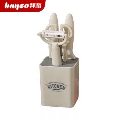 拜格（BAYCO） BD31703厨房小工具套装削皮刀水果刀 厨房剪刀组合套装 5件套 刀具套装+刀座
