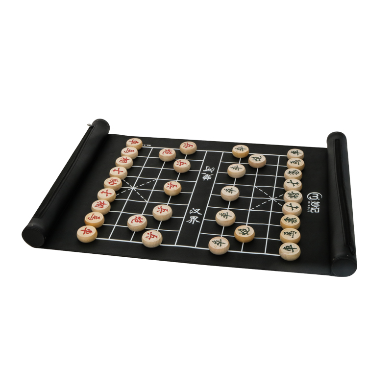 妙记 象棋中国象棋卷轴棋盘大号实木桦木不开裂礼盒包装TPU棋盘MJ8176