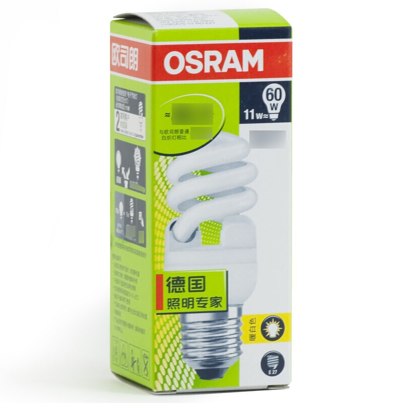 欧司朗（OSRAM） 全螺旋节能灯 E27 11w/827 2700K 黄光