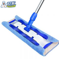 世家  夹布平板拖把家用一拖净墩布拖地把懒人拖布3块布