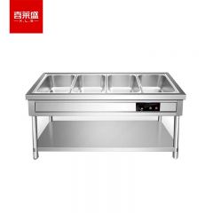 喜莱盛（XLS） 商用保温售饭台电热餐车台 四格0.7mm厚不锈钢快餐保温台汤菜保温池工程款不含餐盒 XLS-FT150G