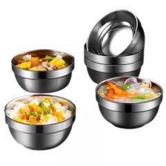 美厨（maxcook） 不锈钢碗 汤碗面碗6只装12cm 加厚双层隔热 MCWA-011 防烫 耐摔