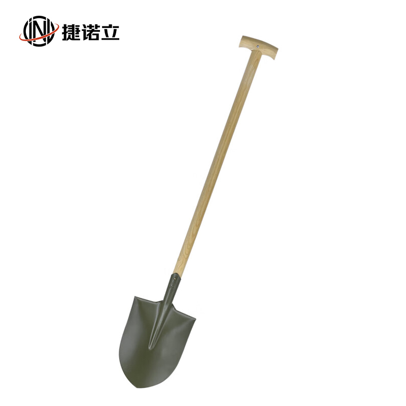捷诺立（JNL）防汛铁锹 锰钢尖锹 户外锹 工兵铲抗洪救援铁锨 205工程锹+T把椿木柄 N50224