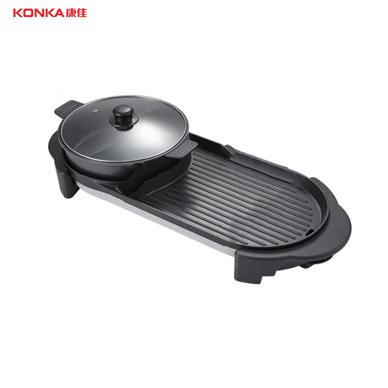 康佳（KONKA） KEG-W006电烧烤炉多功能鸳鸯电火锅涮烤一体锅家用电烤炉烤涮锅 双温控可分离