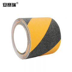 安赛瑞（SAFEWARE） 磨砂防滑胶带 PVC防滑条楼梯地贴 耐磨台阶自粘贴条 100mmx10m 黄黑色