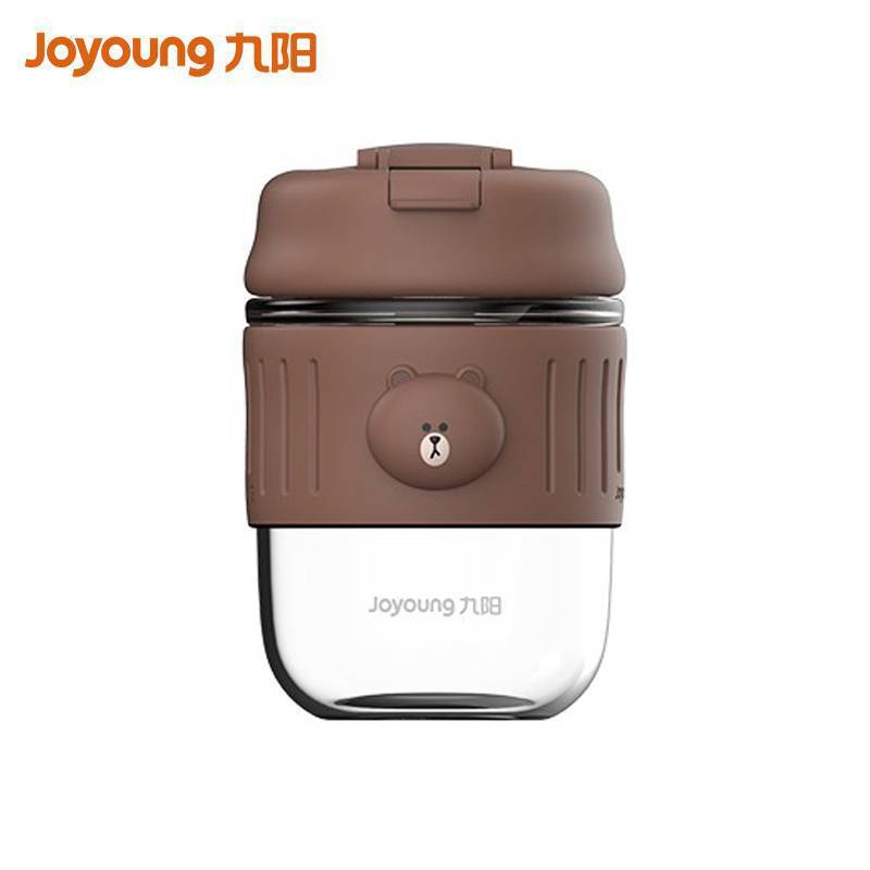 九阳（Joyoung）玻璃水杯 夏季泡茶杯带吸管可爱简约便携咖啡杯子 B40G-WR530XL(BROWN)