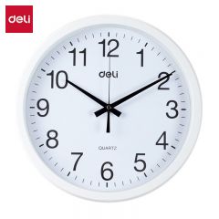 得力 9005挂钟 白色 只 30cm 12寸 钟表 客厅挂式无噪音钟表