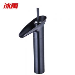 冰禹 BYQ-947 复古酒杯冷热水龙头洗手池台上盆艺术水龙头 矮款 60cm软管2根 黑色 套