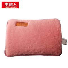 南极人（Nanjiren） 加厚仿免绒双插手热水袋 仙女粉25*17.5cm （一体式款) 13613865507