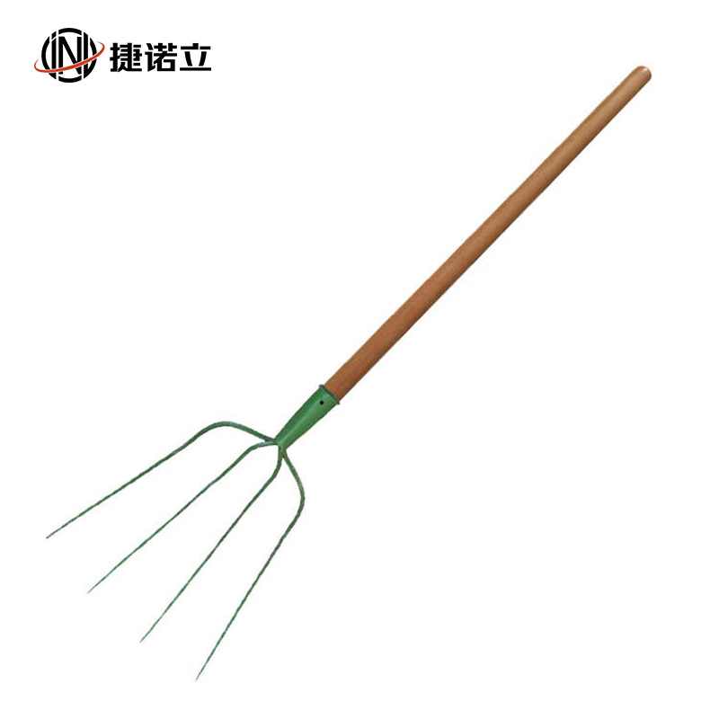 捷诺立（JNL）N50218 钢质加粗实心钢叉 圆齿大号四齿叉+1.2米柄