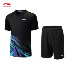李宁（LI-NING） AATV013-1羽毛球系列男女同款速干凉爽比赛套装3XL