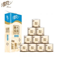 清风  原木纯品卷筒卫生纸 3层平纹205段10卷10提
