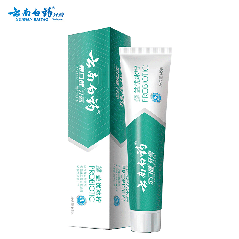 云南白药 牙膏持久清新口气朗健护龈BIO益优冰柠金口健冰柠薄荷牙膏145g/支
