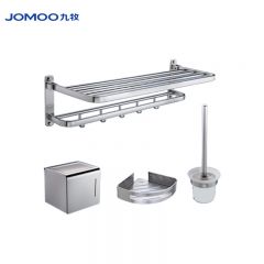 九牧（JOMOO） 9394154-7Z-1 五金挂件组合毛巾杆浴巾架衣钩纸巾盒卫生间挂件 置物架毛巾架 银色 4件套