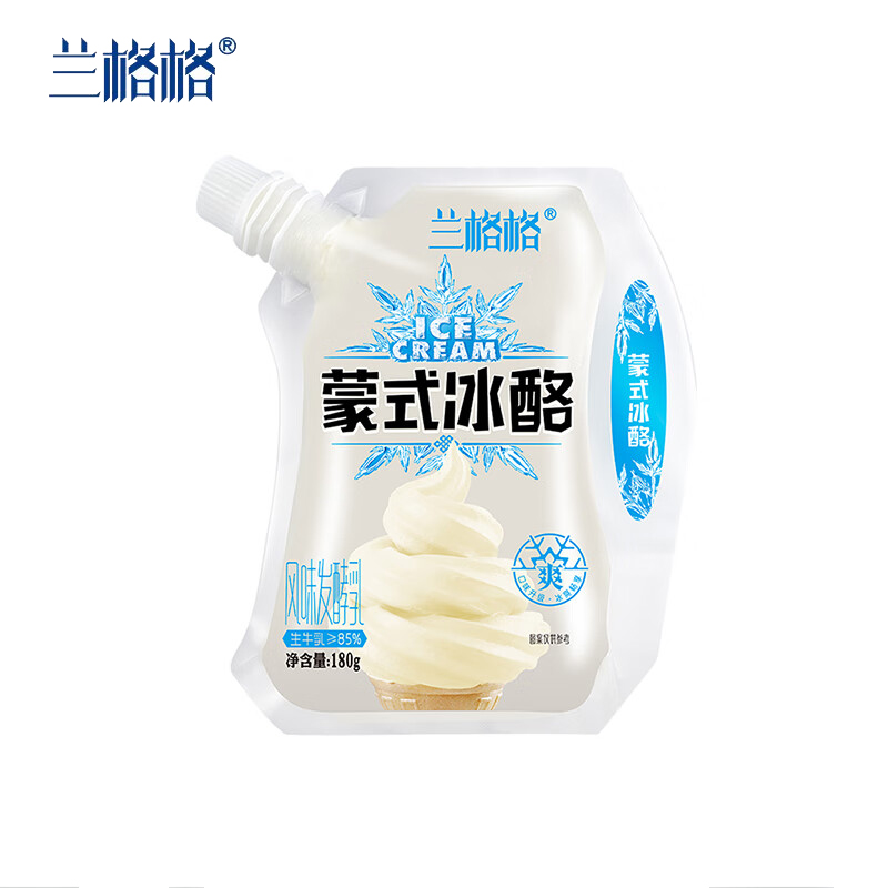 兰格格 低温草原酸奶酸牛奶 蒙式冰酪自立袋180g*12