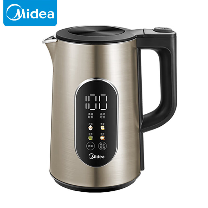 美的（Midea） 电热水壶烧水壶保温热水壶1.5L大屏温显5段控温沸腾除氯316不锈钢MK-SEK1511
