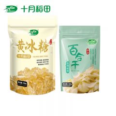 十月稻田（SHIYUEDAOTIAN） 黄冰糖500g+百合干100g 干货炖汤食材家庭煲汤汤料多晶冰糖