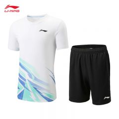 李宁（LI-NING） AATV013-2羽毛球系列男女同款速干凉爽比赛套装 L