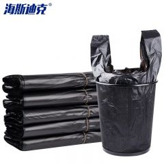 海斯迪克 黑色垃圾袋 一次性背心式塑料袋 大号手提式加厚40*60cm 100个/包 HK-369