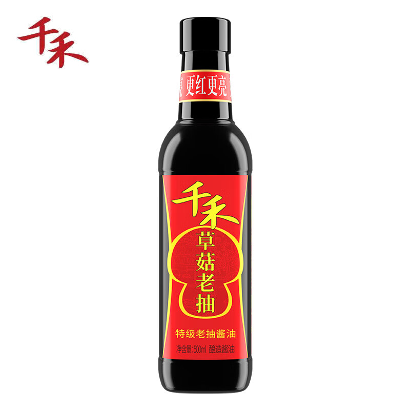 千禾 酱油 草菇老抽 酿造酱油 特级老抽500ml