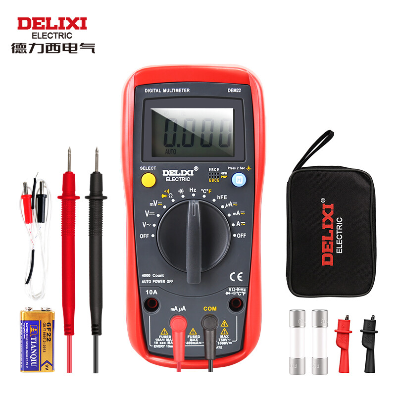 德力西电气（DELIXI ELECTRIC）数字万用表防烧式背光数显式高精度测温仪多用表电流表万能表