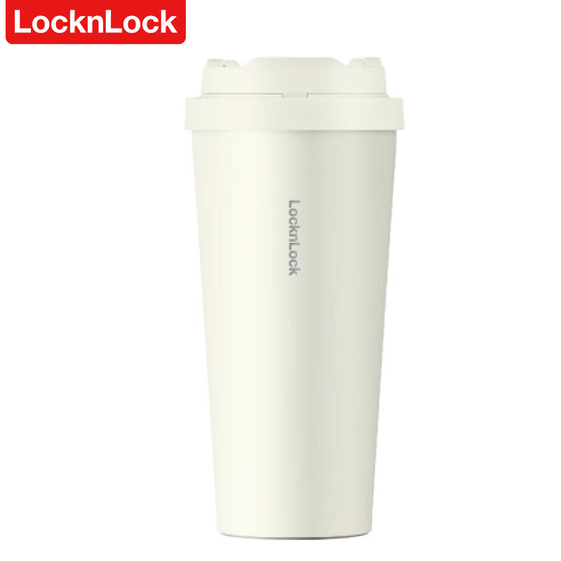 乐扣乐扣（LOCK&LOCK） 遇见元气保温保冷咖啡杯弹跳盖男女颜值水杯LHC3249BEG白色550ML