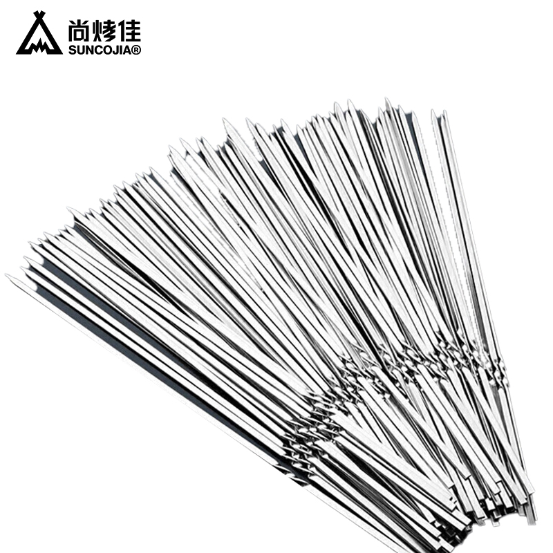 尚烤佳（Suncojia） SKJ-019不锈钢烤针烧烤签子烤肉签烤串签子30支扁烤针