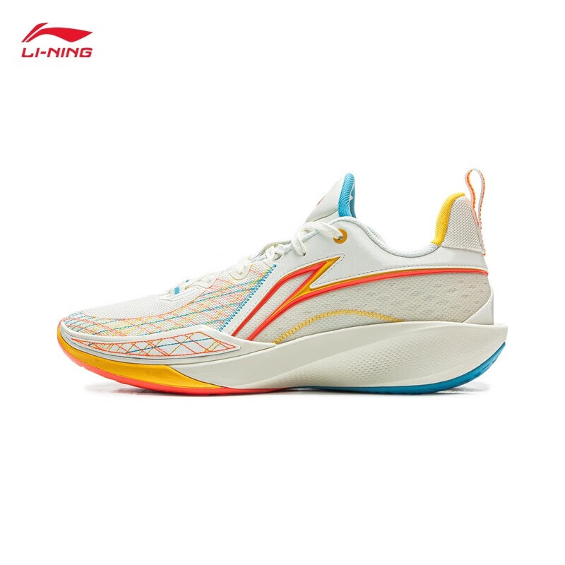李宁（LI-NING） ABAV009-5男士篮球防滑耐磨高回弹专业比赛鞋乳白色/海豚蓝41.5码