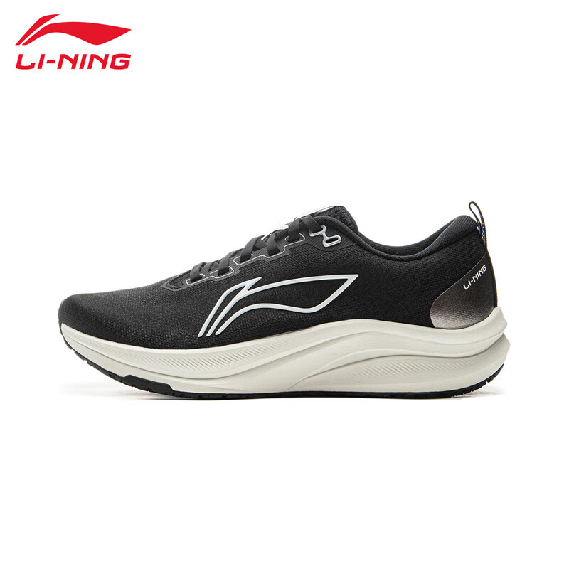 李宁（LI-NING） ARPV004-5跑步赤兔8舒适透气女款竞速训练跑鞋 黑色/白/银 35