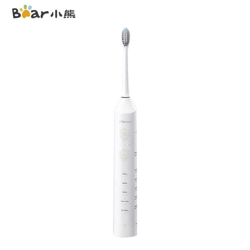 小熊（Bear） 电动牙刷成充电式声波高频震动 多模式软毛亮白刷头家用 白色DYS-C01R5/台