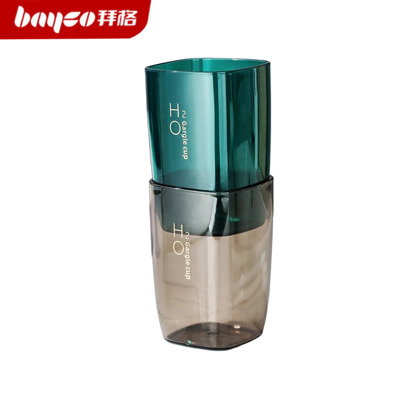 拜格（BAYCO） 漱口杯 牙刷杯子成人便携旅行家用情侣洗漱杯棕+绿BX6223