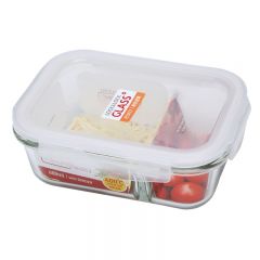 乐扣乐扣（LOCK&LOCK） 分隔玻璃保鲜盒格拉斯饭盒微波炉密封容器饭盒便当盒 LLG428C(2分隔） 600ml