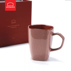 乐扣乐扣（LOCK&LOCK） YSH110002马克杯水杯办公室个性带把陶瓷杯余韵单杯 豆沙红500ml