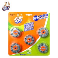 威猛先生（Mr Muscle）洁厕宝自动冲洗洁厕块五块装清新青柠檬去污渍污垢
