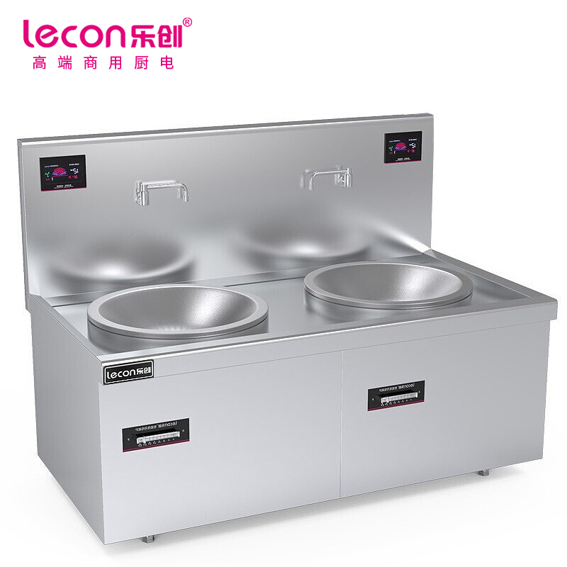 乐创（lecon） LC-J-A80D2商用电磁双头大锅灶 锅径800 20KW*2大功率酒店饭堂企业电磁灶 380V