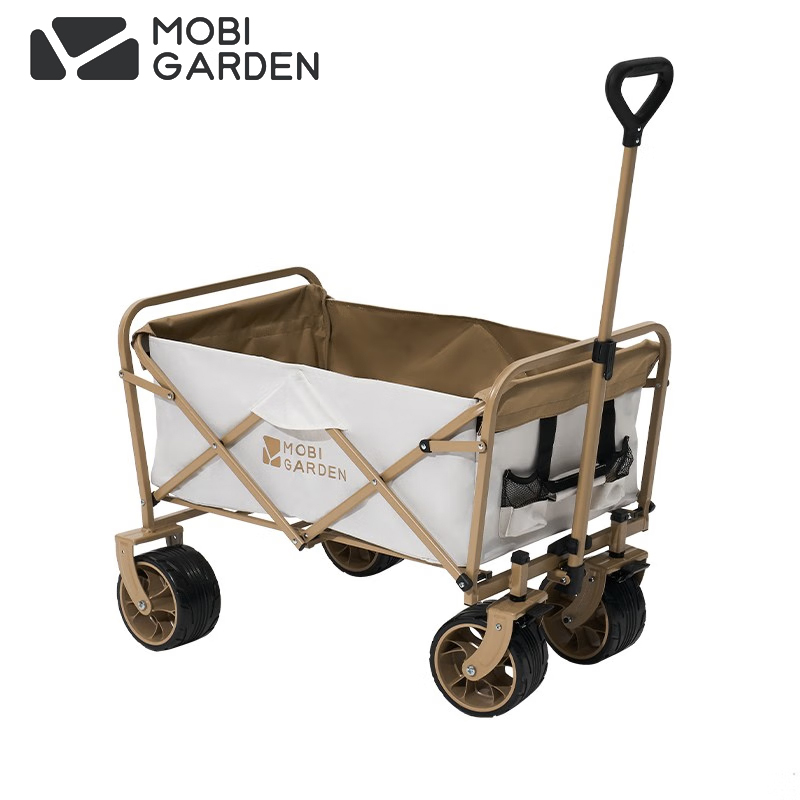 牧高笛（MOBIGARDEN） 星际营地车户外露营带娃可躺大容量折叠儿童露营推车【宽轮款刹车】米白/不含桌板