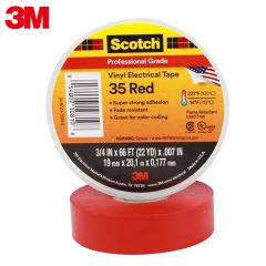 3M 35#电工电气绝缘胶带20米 （红色）/卷