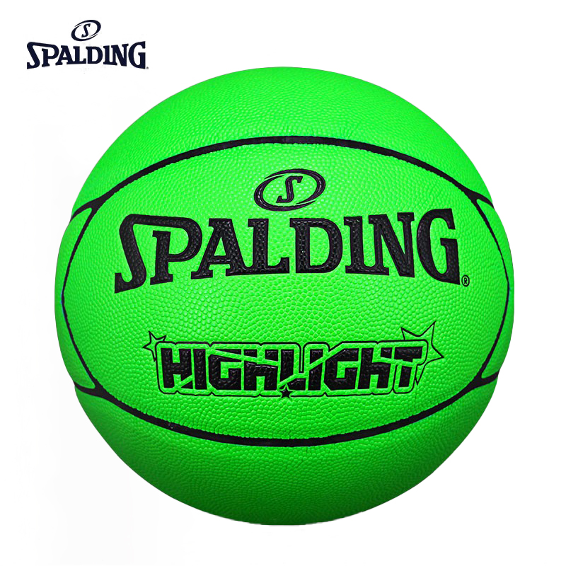 斯伯丁SPALDING 77-361Y室内室外PU7号篮球新年礼物送礼标准款HIGHLIGHT系列绿色