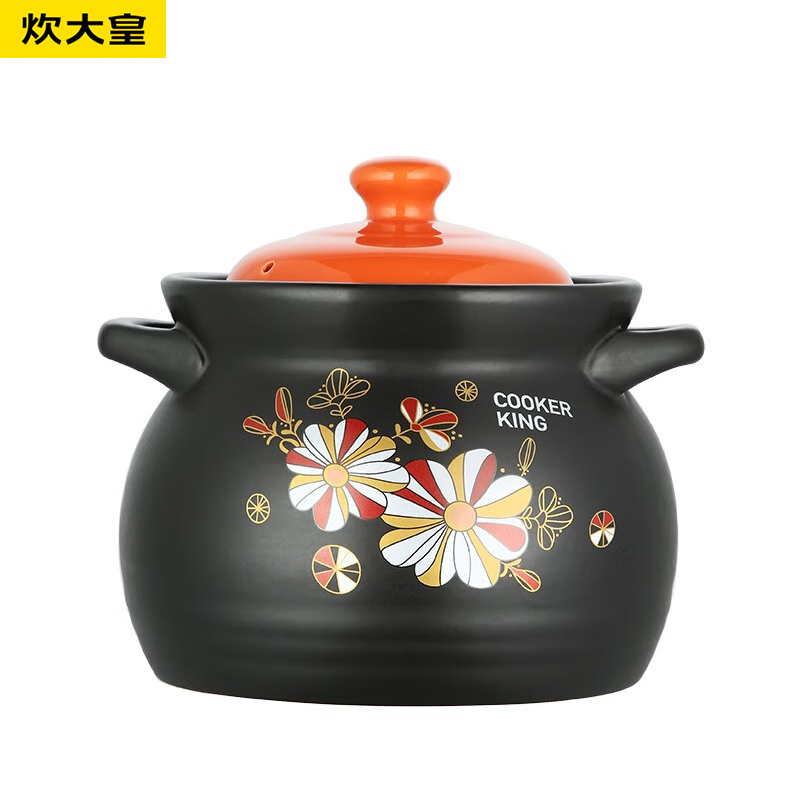 炊大皇（COOKER KING）大容量砂锅煲炖锅家用燃气陶瓷煲汤锅沙锅耐高温瓦罐石锅 【3-6人用】炖切开的鸡 5L 鲜味陶瓷煲TCXW5002