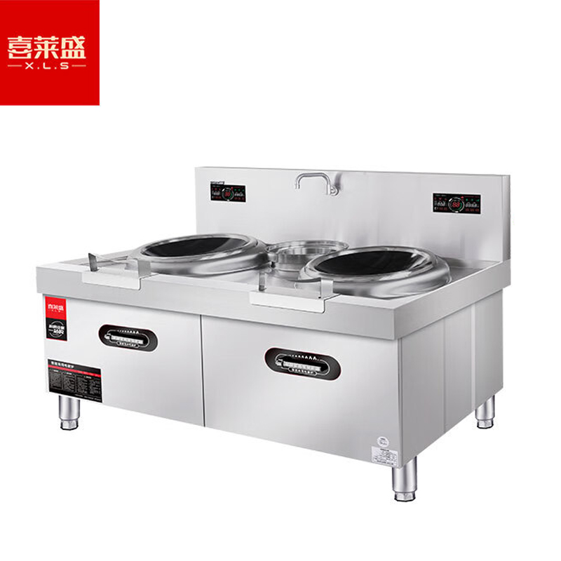 喜莱盛（XLS） HH-DG800-15BS商用电磁炉双头电磁大锅灶 酒店学校食堂大功率15KW电磁灶台