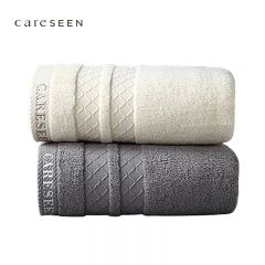 康尔馨（Canasin） 英格兰面巾酒店毛巾纯棉加厚吸水2条装洗脸巾 黄+灰 75*40cm 180g