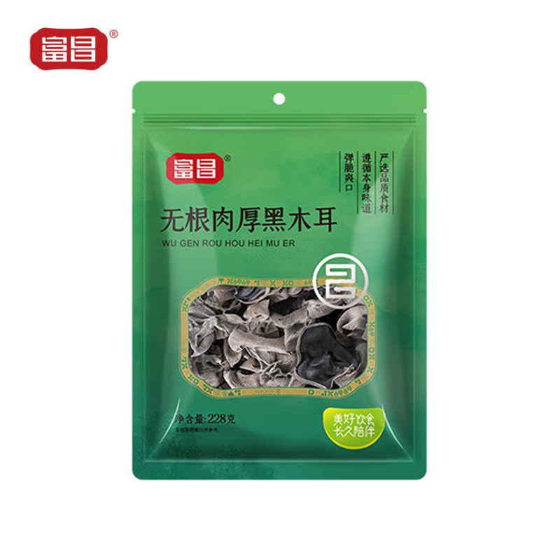富昌 东北无根黑木耳228g 肉厚无根木耳煲汤炒菜凉拌火锅材料特产干货