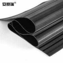 安赛瑞（SAFEWARE） 5KV高压绝缘地垫（1×1m）工业橡胶垫绝缘5千伏高压橡胶绝缘垫黑色横纹 17323