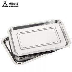 尚烤佳（Suncojia） SKJ-212托盘餐盘烤箱烤盘烧烤工具配件大号不锈钢盘2只装