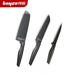 拜格（BAYCO） XY61111厨房刀具套装家用菜刀组合波浪切片刀水果刀料理刀厨师专用刀 不锈钢波浪刀具三件套