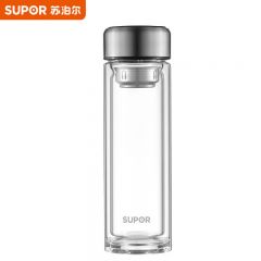 苏泊尔（SUPOR） KC33JZ10玻璃杯双层商务办公车载水杯男高档泡茶杯子330ml