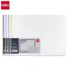 得力（deli） 5861抽杆文件夹A4抽杆夹押杆夹透明拉杆夹资料夹侧宽8mm 约夹50张A3纸颜色随机